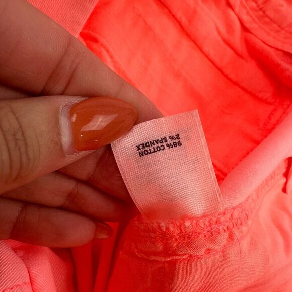 Calson Neon Highlighter Coral Chino Pants Cotton Spandex Stretch Size 8 - Picture 7 of 14